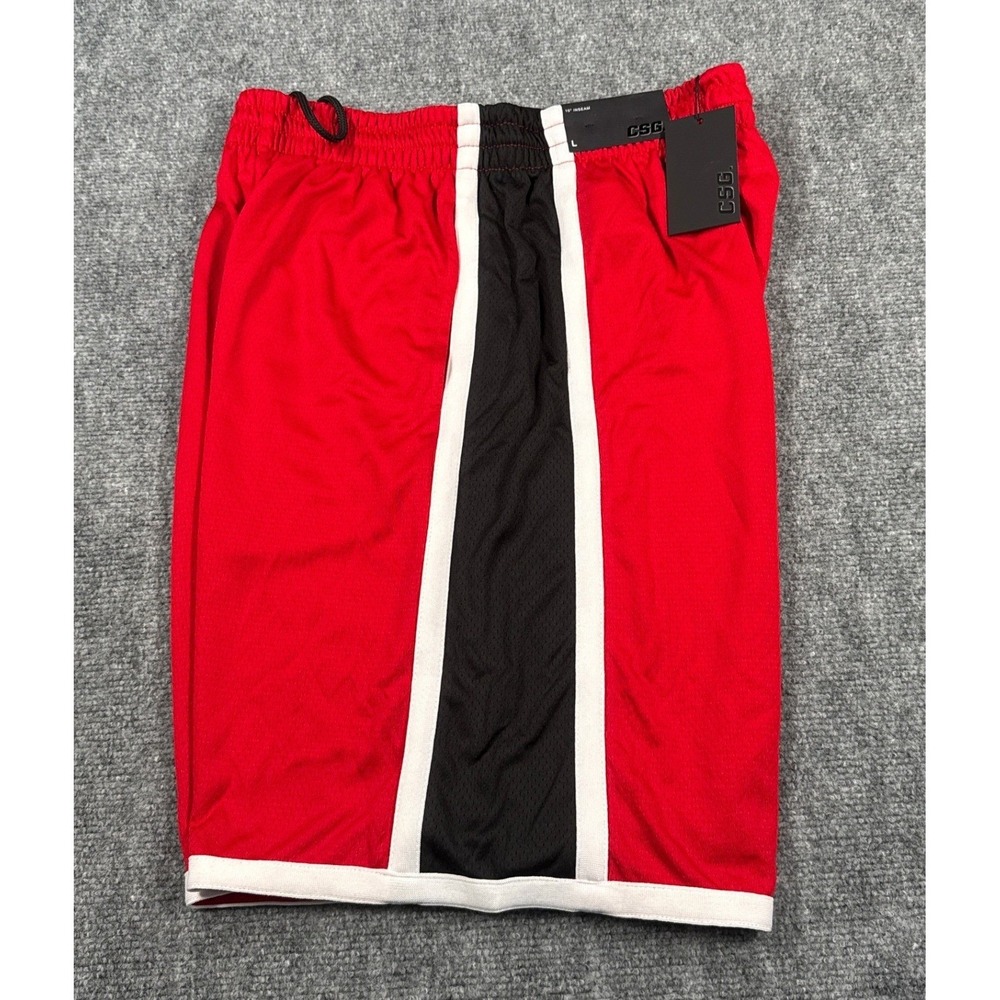 CSG Mens Large Red Black Mesh Basketball Training Athletic Gym Shorts NWT